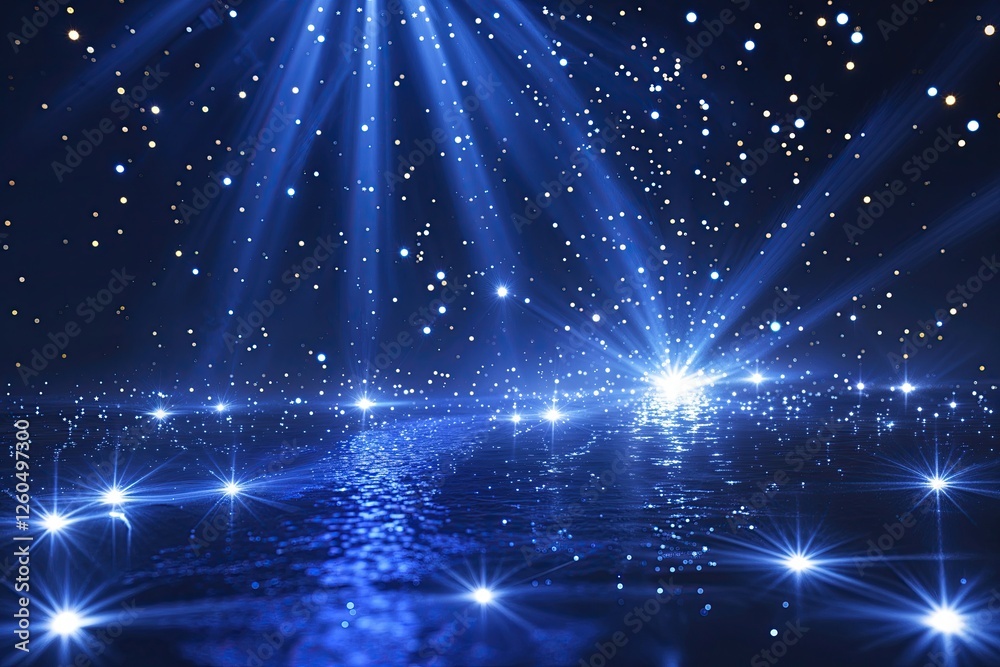 Fototapeta premium Radiant Indigo Abstract Environment with Sparkling Shafts of Light