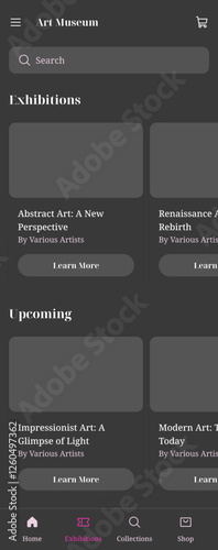 Black Art Museum, Fine arts gallery guide, Artworks exhibit , Cultural heritage App UI Kit Template