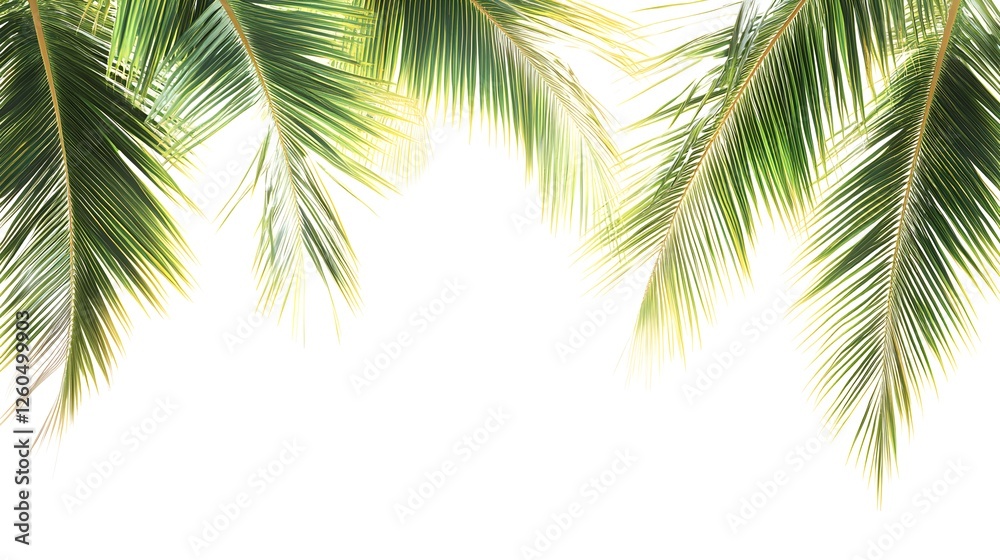 Naklejka premium Lush Tropical Palm Leaves on a Soft White Background in High Resolution