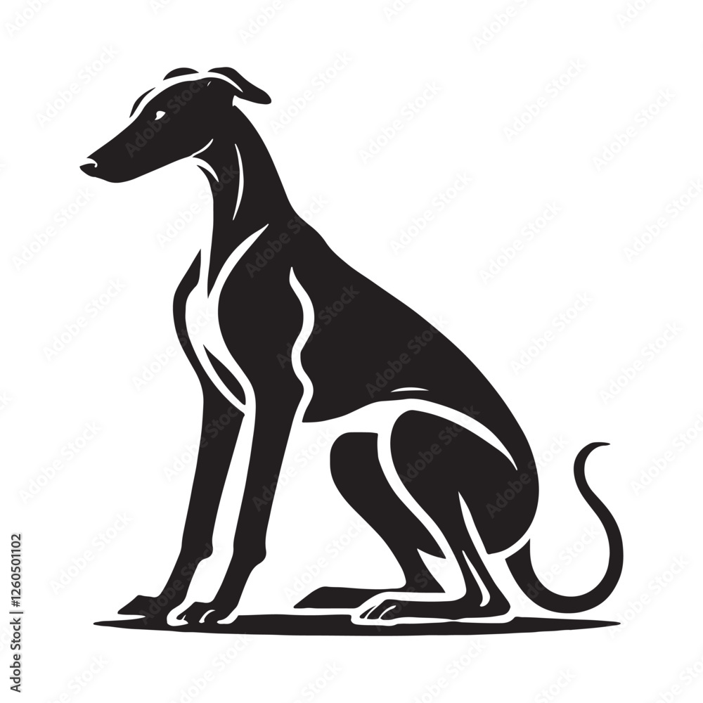 Obraz premium Distinctive Whippet silhouette capturing agility and movement - Whippet illustration - minimal Whippet vector - dog silhouette 