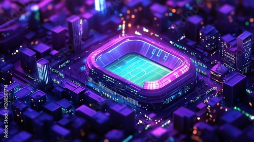 Isometric Metropolis Stadium Sports Vector Graphic