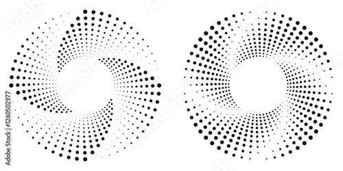 Halftone gradient. Dotted gradient, smooth dots spraying and halftones dot background seamless horizontal geometric pattern vector template set. modern vector ilustration