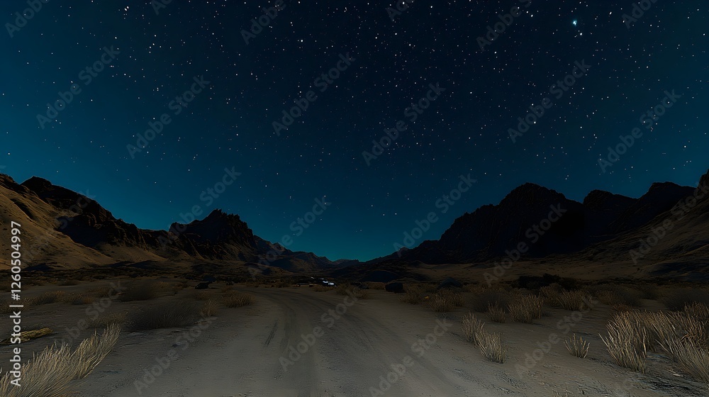 Obraz premium Vast Deep Blue Sky with Stars in Serene Night Landscape