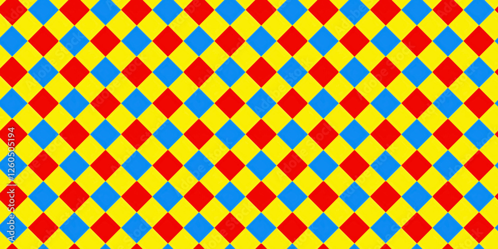 Colorful red, yellow, and blue diamond pattern geometric background