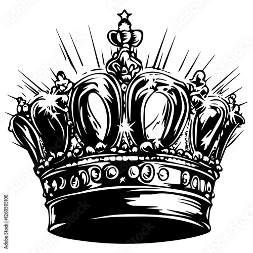 Majestic Crown Silhouette – Royalty-Themed Graphic Design