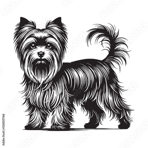 Yorkshire Terrier silhouette designed with sleek and refined details - Yorkshire Terrier illustration - minimal Yorkshire Terrier vector - dog silhouette
