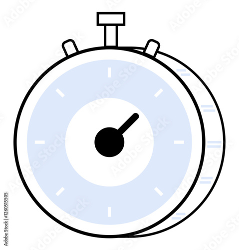 Classic stopwatch, white casing, blue and black details, minimalist design. Ideal for time management, productivity, sports, scheduling, functionality, speed tracking Landing page