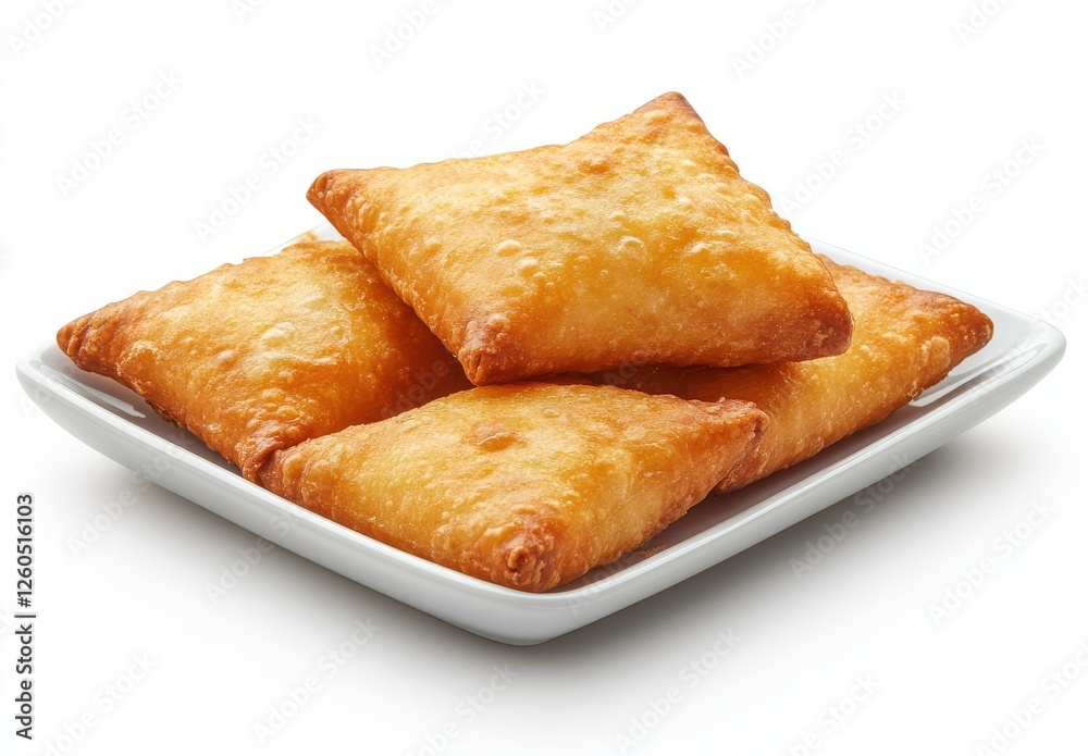 Golden Fried Dough Snacks on a White Plate, Crispy and Delicious Treats Perfect for Appetizers or Party Platters Golden Fried Dough Snacks on a White Plate, Crispy and Delicious Treats Perfect for Appetizers or Party Platters