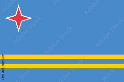 National flag of Aruba. Aruban flag. Vector Illustration.