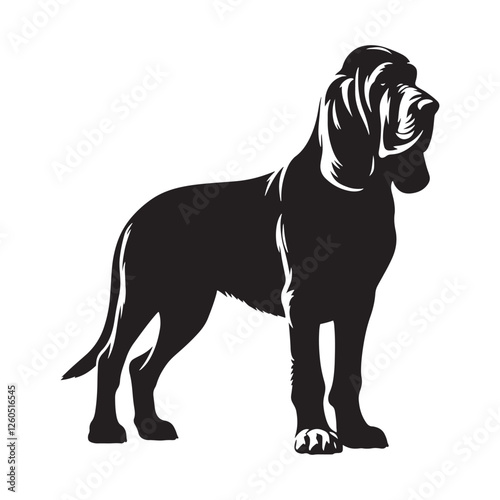 Attention-grabbing Bloodhound silhouette with elegant proportions - Bloodhound illustration - minimal Bloodhound vector - dog silhouette
