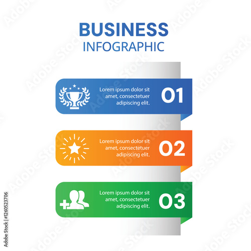 Infographic business success presentation 3 step modern unique designed with icons