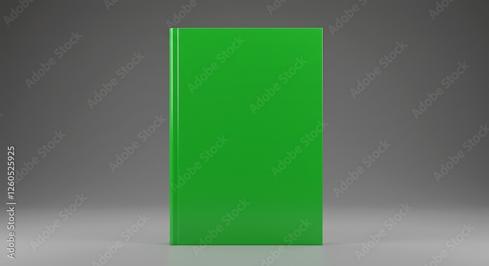 Green Hardcover Book Mockup Standing on Gray Surface for Presentation Green Hardcover Book Mockup Standing on Gray Surface for Presentation