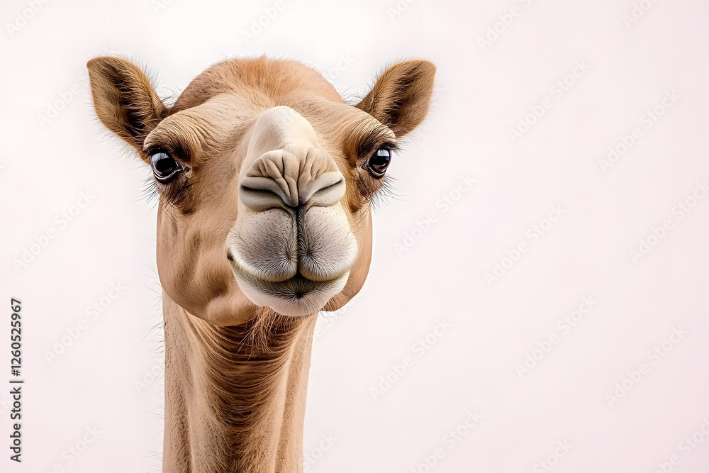 Obraz premium Closeup camel head isolated on white background