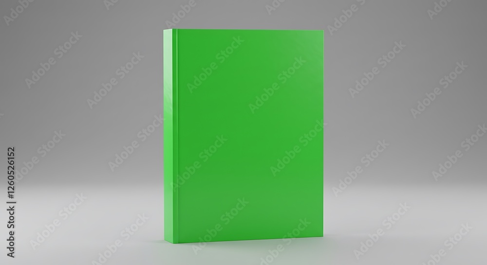 Green Hardcover Book Mockup Standing on Gray Surface for Presentation Green Hardcover Book Mockup Standing on Gray Surface for Presentation