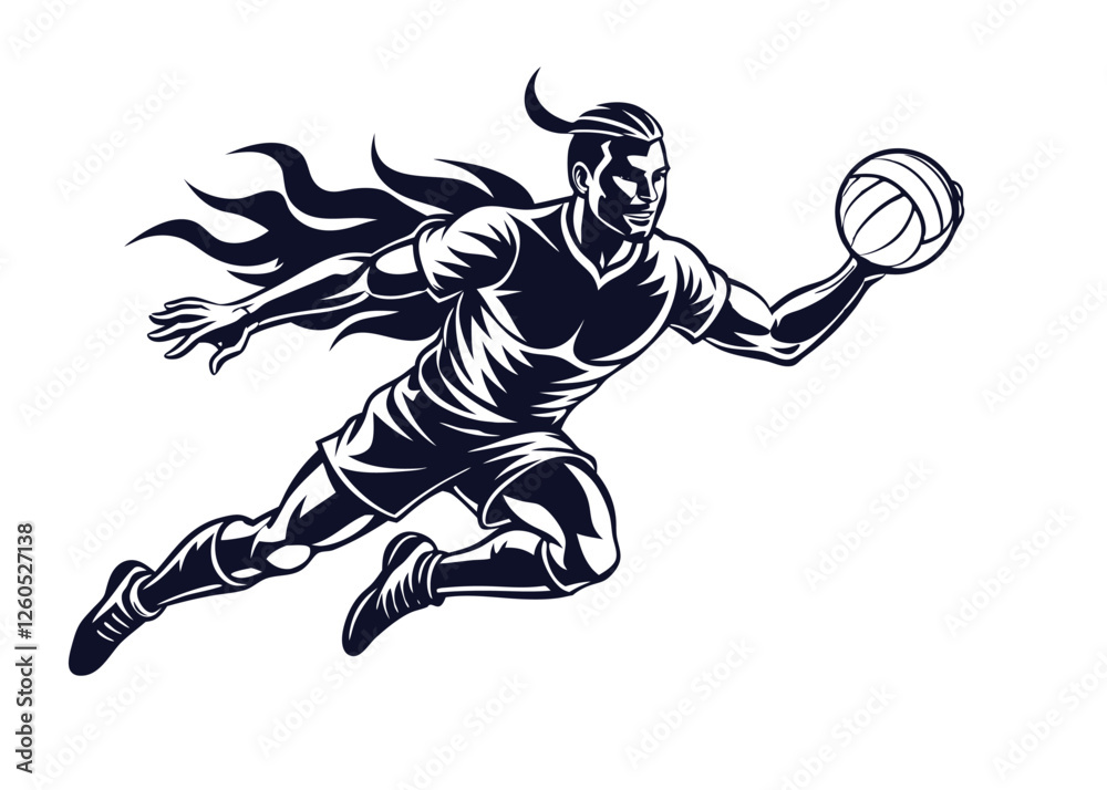 Fototapeta premium Girl Basketball Players, Basketball Clipart, Silhouettes of Basketball Players Vector set