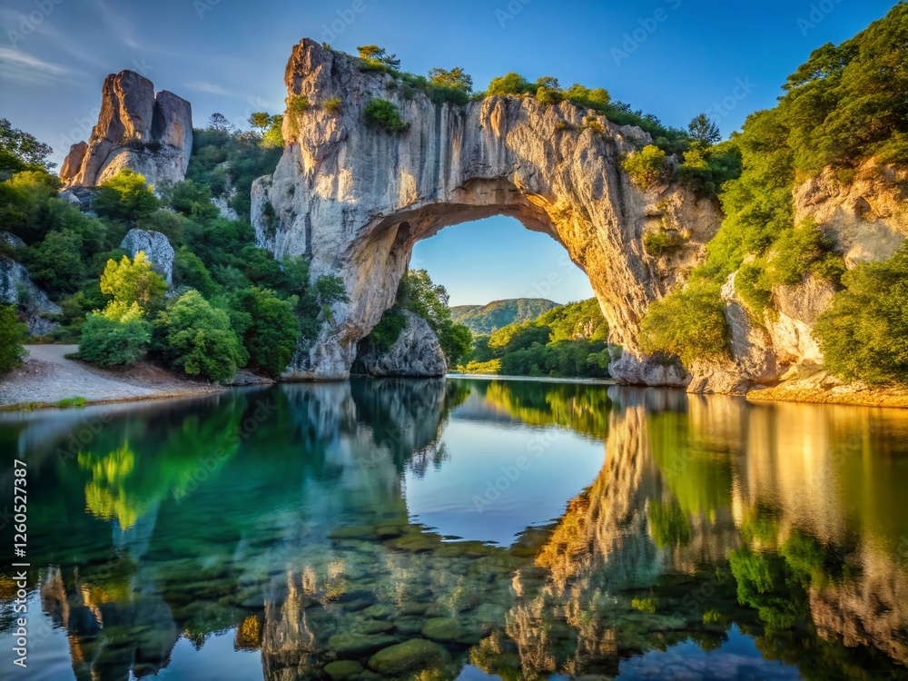 Minimalist Pont d'Arc Arch, Ardèche Gorge, France - Scenic Landscape Photography