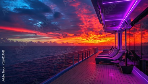 Cruise ship deck sunset relaxation photo