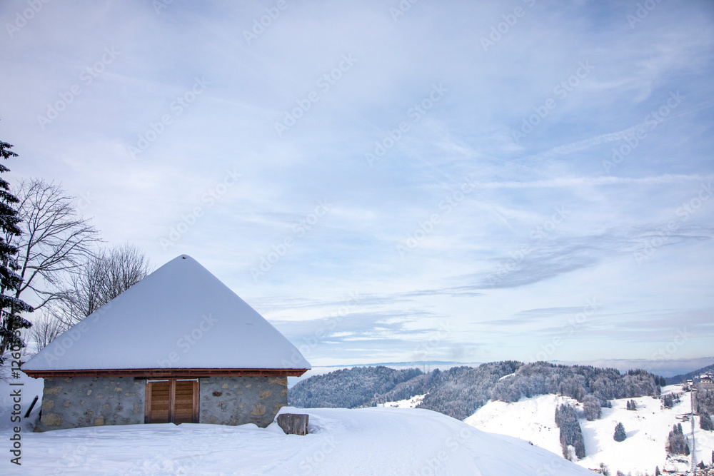 Snowy landscapes in Caux, above Montreux Snowy landscapes in Caux, above Montreux