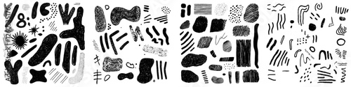 A contemporary set of hand-drawn line shapes featuring scribble designs, ideal for logo creation elements