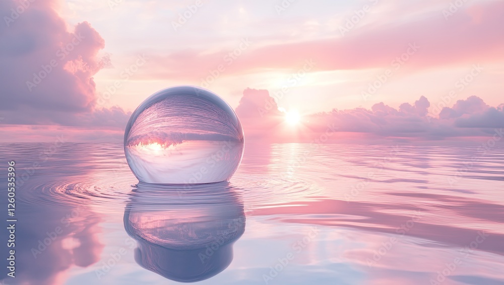Crystal Ball Reflecting Sunset Sky on Calm Water Crystal Ball Reflecting Sunset Sky on Calm Water