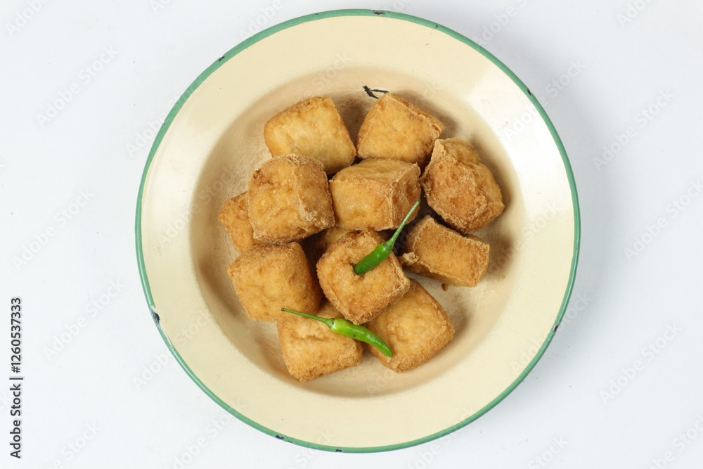 Crispy Fried Tofu Cubes, a Delicious Indonesian Snack Crispy Fried Tofu Cubes, a Delicious Indonesian Snack