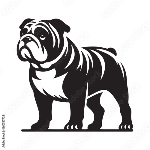 Unique Bulldog silhouette highlighting its iconic stance and wrinkles - Bulldog illustration - minimal Bulldog vector - dog silhouette
