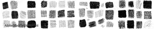 A pencil sketch line is accompanied by pen scribble effects and doodle freehand sketchy clipart, along with a messy hand drawn monochrome pattern, square shapes, and outline ornaments, all part of a