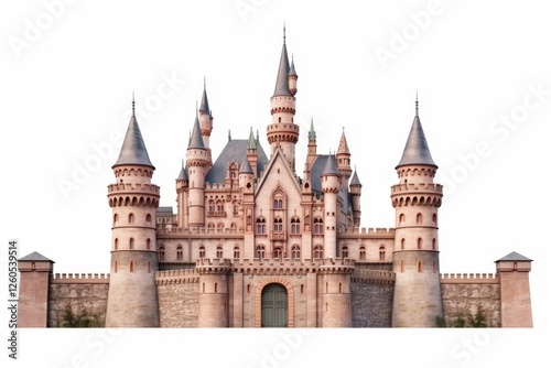 Majestic castle architecture fantasy land digital art isolated eye-level enchantment