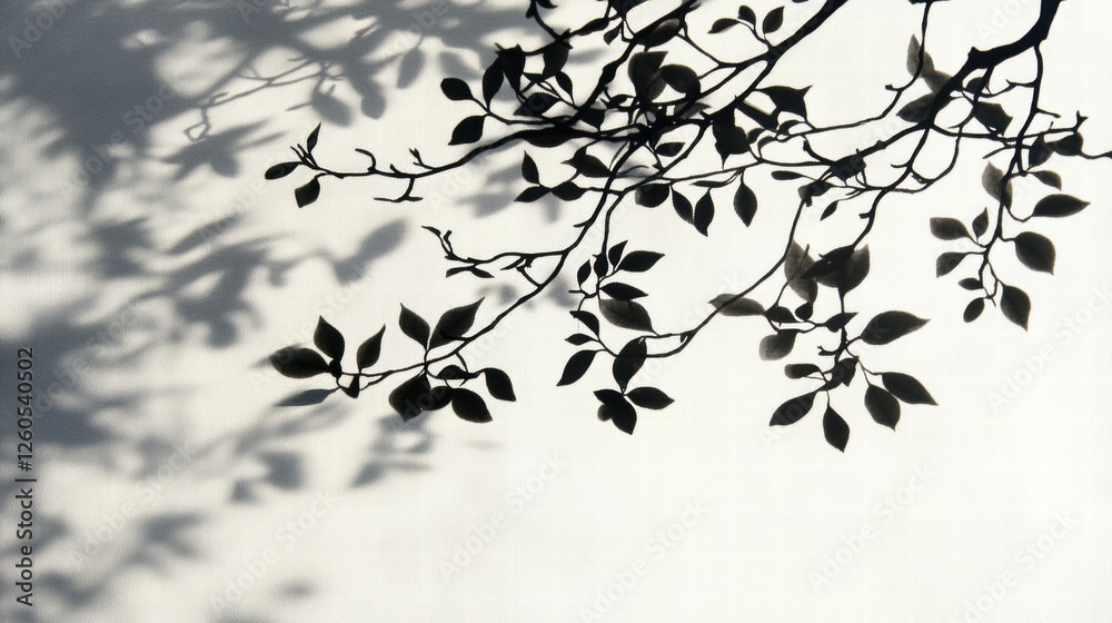 Naklejka premium Shadow of Leaves on White Background Creating Artistic Natural Pattern