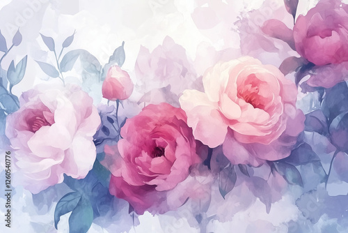 background with watercolor flower pattern