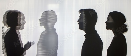 Silhouettes of People Engaged in Conversation with Soft Light Background