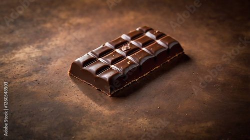 a bar of dark chocolate, with some loose pieces of chocolate and cocoa powder nearby