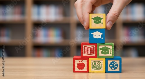 Stacking Educational Blocks for Learning and Early Childhood Development Concept