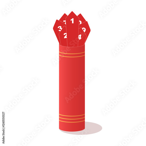 Fortune stick.Chinese fortune telling sticks isolated on white background.