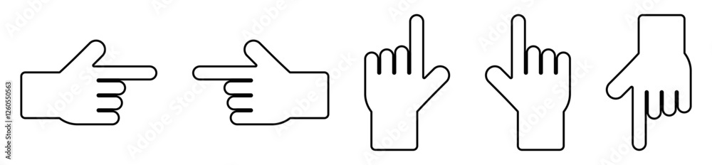 Set of Hand Shape Sign Symbol Cursor Pointer with White fill and Editable Strokes Icons Vector Illustration Set of Hand Shape Sign Symbol Cursor Pointer with White fill and Editable Strokes Icons Vector Illustration