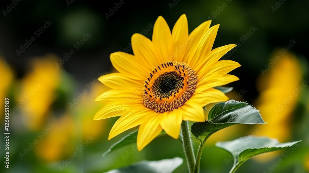 Sunflower blooming brightly in a vibrant garden during summer Sunflower blooming brightly in a vibrant garden during summer