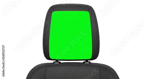 Car Seat Headrest with Green Screen for Mockup and Advertising