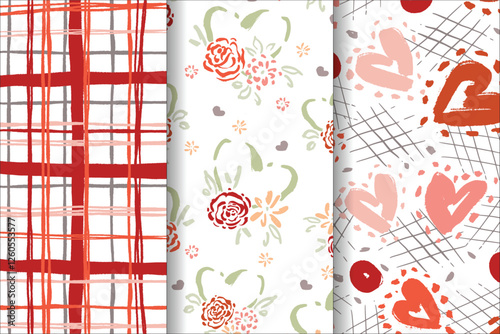 Valentines Day Background and wallpapers hearts lines an flowers patterns