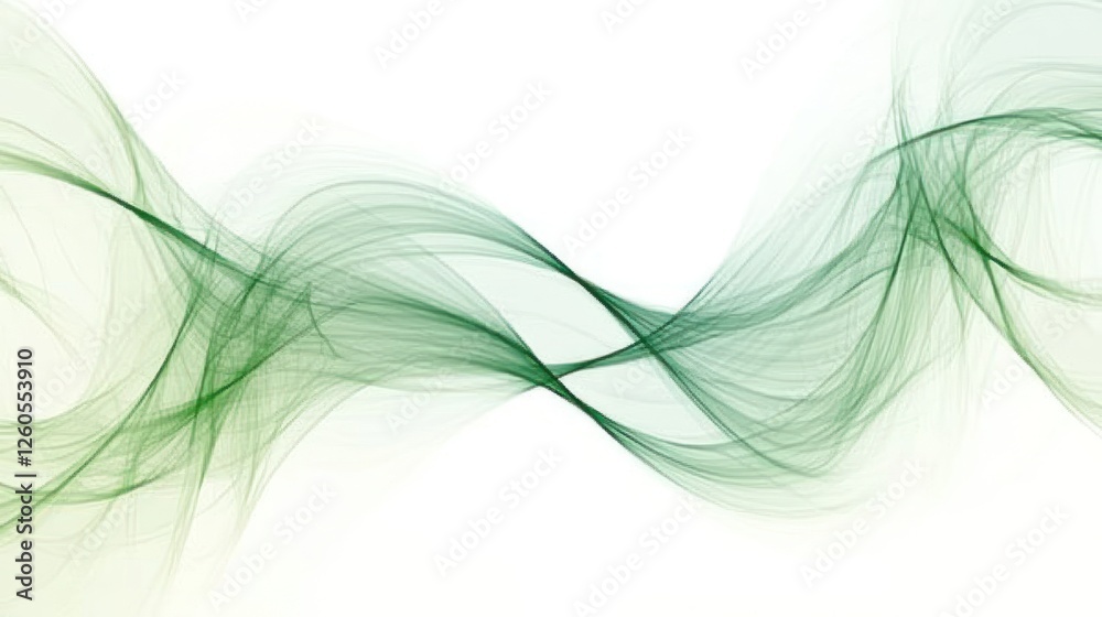 Abstract Green Waves Flowing on White Background for Modern Design Abstract Green Waves Flowing on White Background for Modern Design