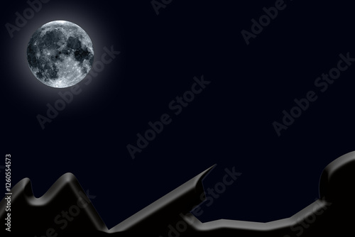 Full moon over blue sky
