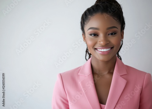 Exuding professionalism and leadership, Black women in pastel pink business suits are perfect for business marketing focused on modern style. photo