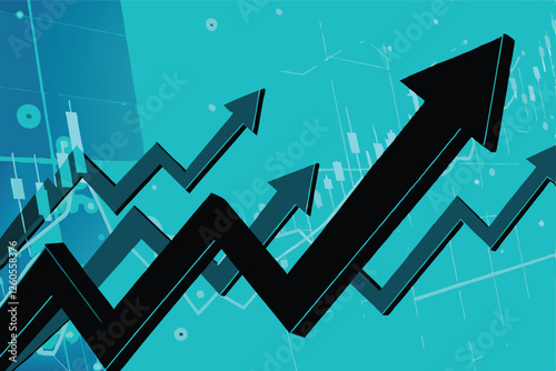 Abstract geometric design visualizing financial expansion and upward trending growth.  Illustrate prosperity and investment success.