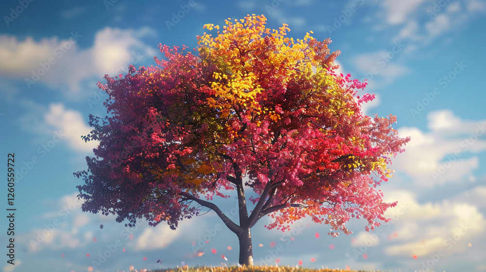 autumn tree and blue sky