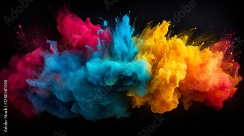 Vibrant Powder Burst on Dark Gradient Background
