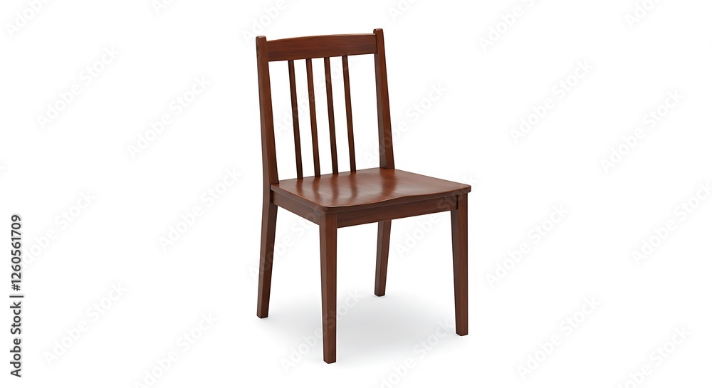 Isolated Wooden Chair Design with Brown Finish on White Background Isolated Wooden Chair Design with Brown Finish on White Background