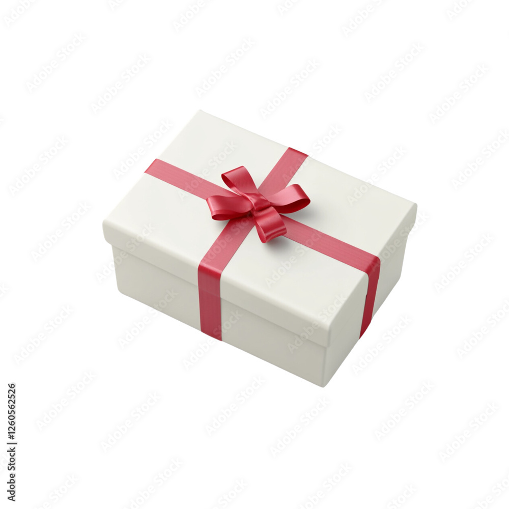 Fototapeta premium White gift box with red ribbon isolated on a transparent background (4)