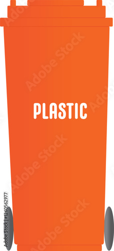 Plastic orange bin Colorful trash bin Ecological green living Waste sorting Recycling