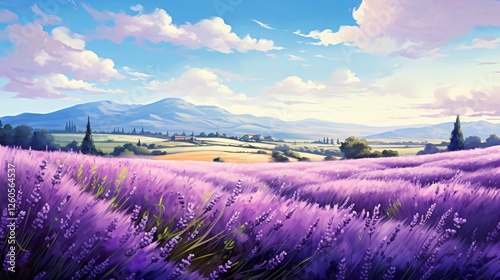Romantic Lavender Flowers Illustration