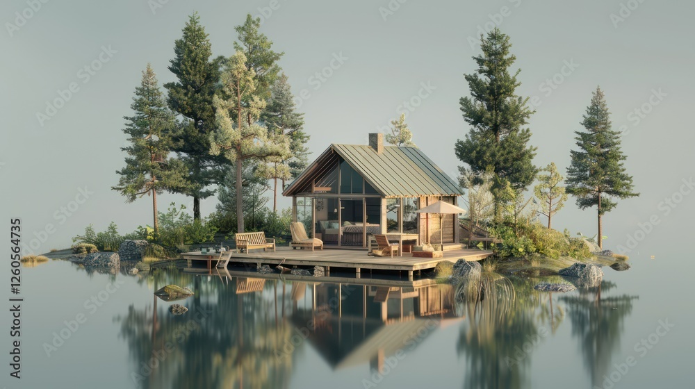 Fototapeta premium Elegant miniature house design surrounded by trees