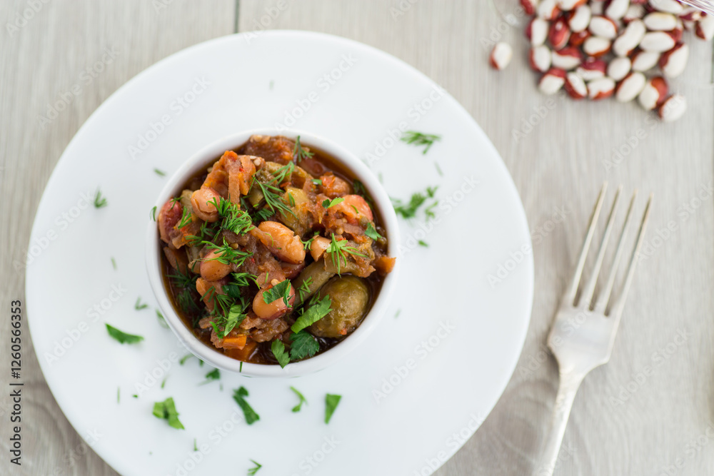 beans cooked with Brussel sprouts, tomatoes and other vegetables beans cooked with Brussel sprouts, tomatoes and other vegetables